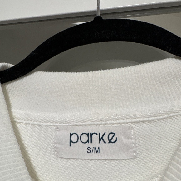 PARKE American Flag Shrunken Mockneck Sweatshirt White French Terry size S/M - Picture 4 of 6